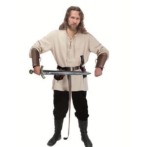 5pc Brown Faux Leather LARP Set Belt Pouch Scabbard + 2 Bracers NWT